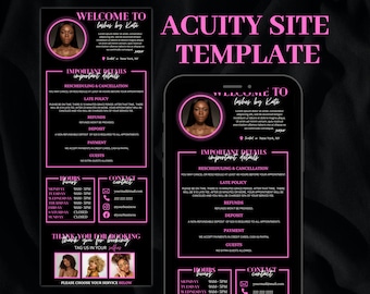 Neon Pink Acuity Scheduling Template, DIY Booking Site Template, Acuity Site, Acuity Design, Lash Tech, Hair Stylist, Wax, Makeup Artist