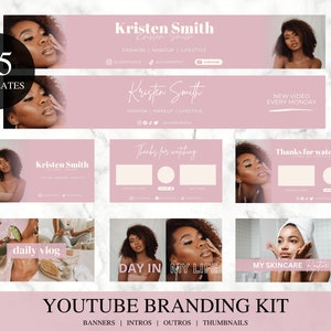 Youtube Branding Kit, Editable Youtube Banner, Intro, Outro, End Screen, Endslate, Youtube Video Thumbnail, DIY Canva Youtube Channel Design