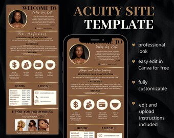 Acuity Scheduling Template, DIY Booking Site Template, Acuity Site Design, Lash Tech, Hair Stylist, Makeup Artist, Squarespace Scheduling