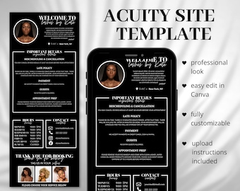 Black Acuity Scheduling Template, DIY Booking Site Template, Acuity Website Design, Lash Tech Acuity, Hair Stylist Acuity, Lash Tech Booking