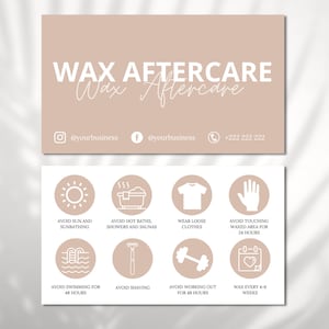 Waxing Aftercare Card Template, Printable Hair Removal Care Cards, Editable Waxing Care Instructions, Hair Wax Care Card, Waxing Salon Guide