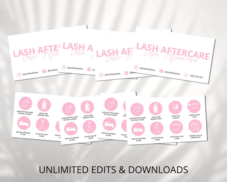 Lash Aftercare Card Template Printable Eyelash Care Cards - Etsy