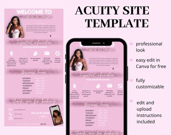 Acuity Scheduling Template, Acuity Booking Site, DIY Acuity Design, Lash Tech, Hair Stylist, Nail Tech, Makeup, Squarespace Scheduling