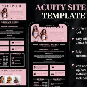 Acuity Scheduling Template, Acuity Booking Site, DIY Acuity Design, Lash Tech, Hair Stylist, Nail Tech, Makeup, Squarespace Scheduling
