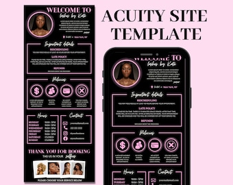 Neon Pink Acuity Scheduling Template, DIY Booking Site Template, Acuity Site, Acuity Design, Lash Tech, Hair Stylist, Wax, Makeup Artist