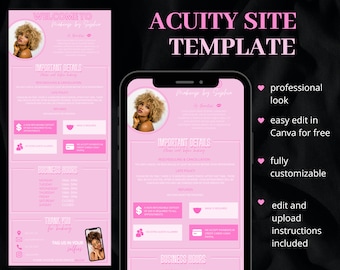 Acuity Scheduling Template Design, Acuity Booking Site, DIY Acuity Template, Lash Tech, Hair Stylist, Makeup, Squarespace Scheduling