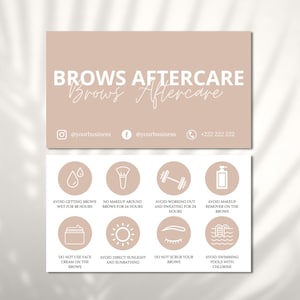 Henna Brows nazorg kaartsjabloon, bewerkbare Henna Brow nazorg kaartsjabloon, afdrukbare wenkbrauw nazorginstructies, wenkbrauw visitekaartje