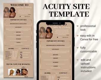 Acuity Scheduling Template, Acuity Booking Site, DIY Acuity Design, Lash Tech, Hair Stylist, Wax, Makeup Artist, Squarespace Scheduling