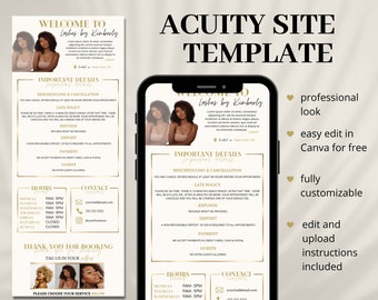 Acuity Scheduling Template, Acuity Booking Site, DIY Acuity Design, Lash Tech, Hair Stylist, Wax, Makeup Artist, Squarespace Scheduling