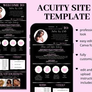 Acuity Planungsvorlage, DIY Buchungsseite Vorlage, Acuity Website, Acuity Design, Lash Tech, Hair Stylist, Make-up Artist