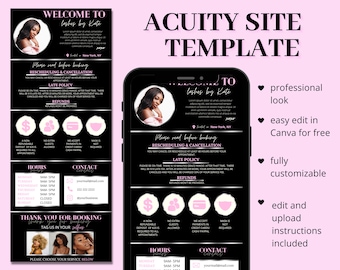 Acuity Scheduling Template, DIY Booking Site Template, Acuity Site, Acuity Design, Lash Tech, Hair Stylist, Makeup Artist