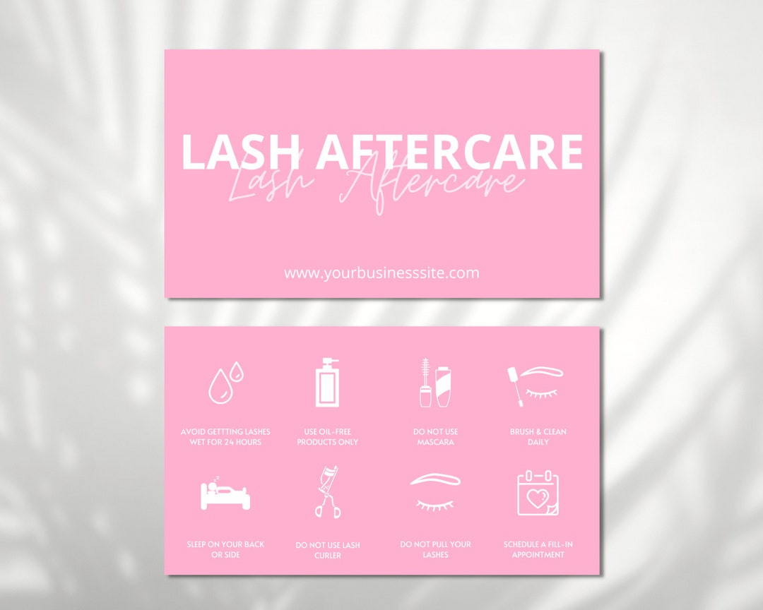Lash Aftercare Card Template Printable Eyelash Care Card - Etsy