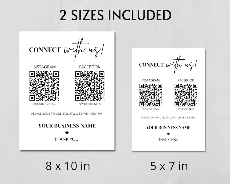 Editable Connect With Us Template Social Media QR Code Sign - Etsy