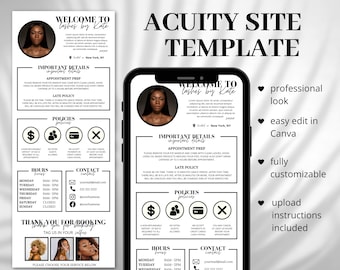 White Acuity Scheduling Template, DIY Booking Site Template, Acuity Design, Lash Tech Acuity, Hair Stylist Acuity, Lash Tech Booking