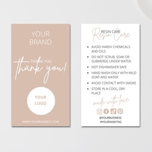 Resin Care Card Template, Resin Product Care Instructions Guide, Printable Resin Care Cards, Resin Care Inserts, Canva Template