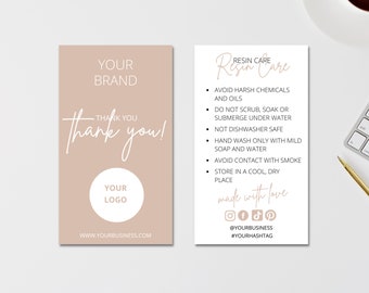 Resin Care Card Template, Resin Product Care Instructions Guide, Printable Resin Care Cards, Resin Care Inserts, Canva Template
