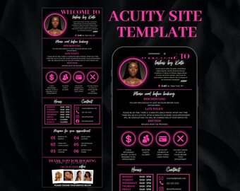 Neon Acuity Scheduling Template, DIY Booking Site Template, Acuity Site, Acuity Design,  Hair Stylist, Wax, Makeup Artist, Lash Tech Website
