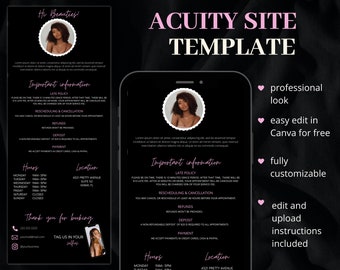 Acuity Scheduling Template Design, Acuity Booking Site, DIY Acuity Template, Lash Tech, Hair Stylist, Makeup, Squarespace Scheduling
