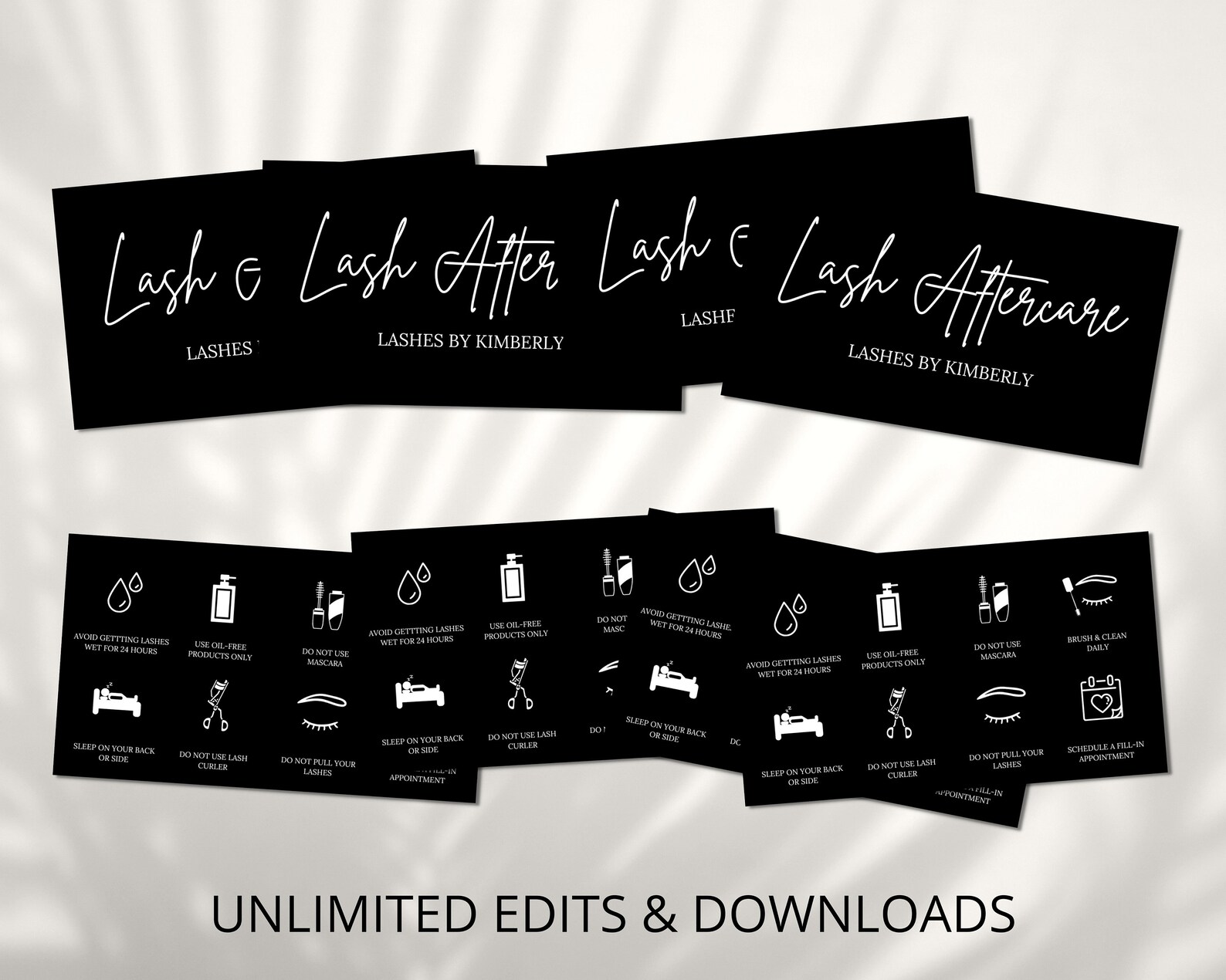 Editable Lash Aftercare Card Template Printable Eyelash Care - Etsy