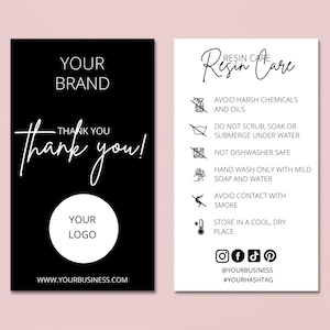 Resin Care Card Template, Resin Product Care Instructions Guide, Printable Resin Care Cards, Resin Care Inserts, Canva Template