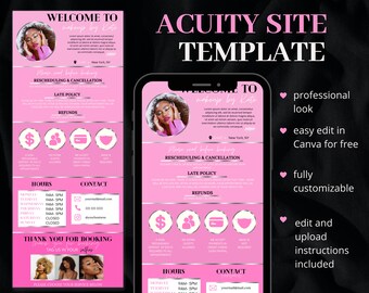 Acuity Scheduling Template, DIY Booking Site Template, Acuity Site Design, Lash Tech, Hair Stylist, Makeup Artist, Squarespace Scheduling