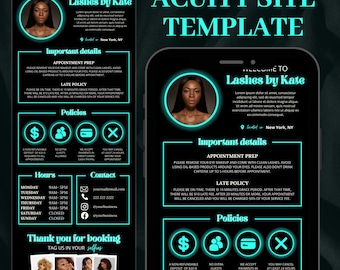 Neon Acuity Scheduling Template, DIY Booking Site Template, Acuity Design, Lash Tech Acuity, Hair Stylist Acuity, Lash Tech Website
