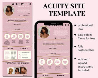 Plantilla de programación de Acuity, Plantilla de sitio de reservas, Diseño de sitio web de Acuity, Técnico de pestañas, Estilista, Maquillador, Programación de Squarespace