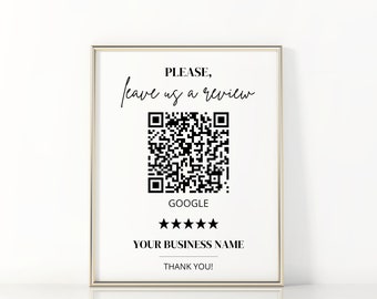Editable Leave Us A Review Template, Social Media QR Code Sign Template, Social Media Sign, Business Review Sign, Google Review Sign