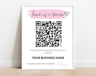 Editable Leave Us A Review Template, Social Media QR Code Sign Template, Connect With Us Template, Social Media Sign, Business Review Sign
