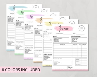 Editable Invoice Template, Printable Invoice Form, Small Business Invoice, Purchase Invoice Template, Client Invoice, Canva Template