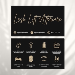 Lash Lift En Tint Nazorg Kaartsjabloon, Afdrukbare Lash Lamineren Nazorg, Bewerkbare Lash Zorginstructies, Lash Visitekaartje