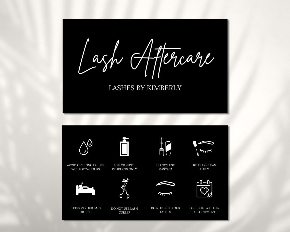Editable Lash Aftercare Card Template Printable Eyelash Care - Etsy