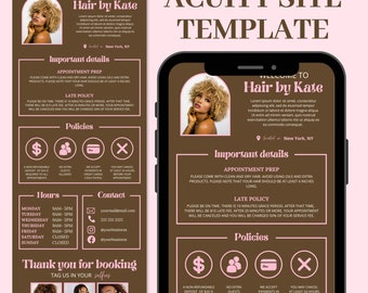 Acuity Scheduling Template, Hair Stylist Booking Site Template, Acuity Design, Hair Stylist Acuity, Lash Tech Acuity, Hair Stylist Website