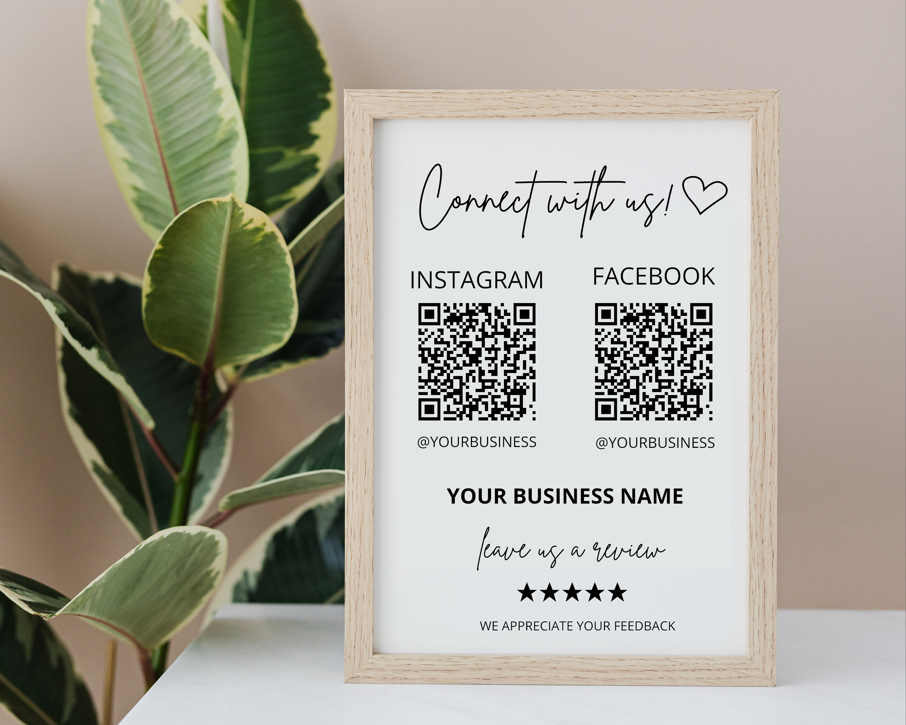 Editable Connect With Us Template Social Media QR Code Sign - Etsy ...