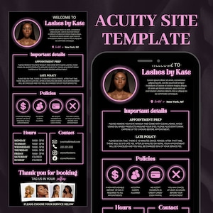 Neon Pink Acuity Scheduling Template, DIY Booking Site Template, Acuity Design, Lash Tech Acuity, Hair Stylist Acuity, Lash Tech Website