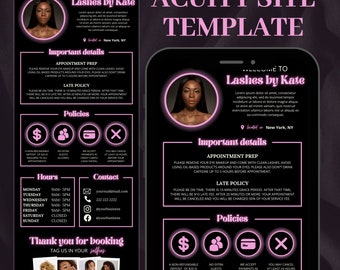 Neon Pink Acuity Scheduling Template, DIY Booking Site Template, Acuity Design, Lash Tech Acuity, Hair Stylist Acuity, Lash Tech Website