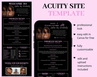 Acuity Scheduling Template, Acuity Booking Site, DIY Acuity Design, Lash Tech, Hair Stylist, Makeup, Squarespace Scheduling