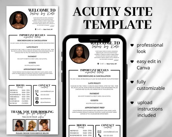 White Acuity Scheduling Template, DIY Booking Site Template, Acuity Website Design, Lash Tech Acuity, Hair Stylist Acuity, Lash Tech Booking