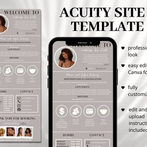 Acuity Scheduling Template, Acuity Booking Site, DIY Acuity Design, Lash Tech, Hair Stylist, Nail Tech, Wax, Body Sculpting, Makeup Artist
