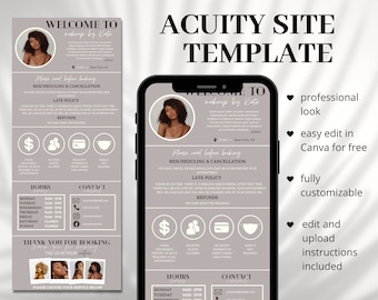 Acuity Scheduling Template, Acuity Booking Site, DIY Acuity Design, Lash Tech, Hair Stylist, Nail Tech, Wax, Body Sculpting, Makeup Artist