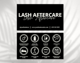 Lash Aftercare Card Template, Printable Eyelash Care Cards, Editable Lash Care Instructions, Eyelash Extensions Card, Lash Business Card