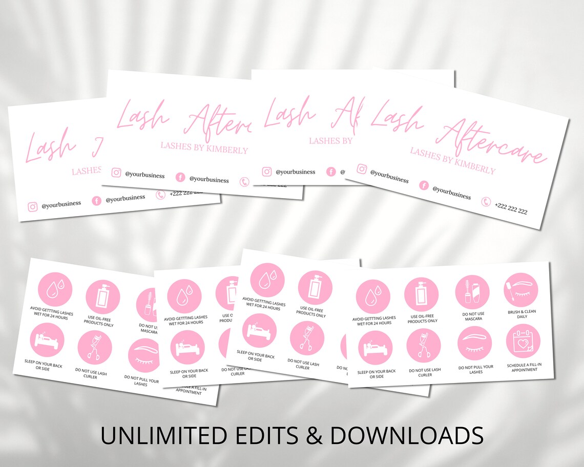 Lash Aftercare Card Template Printable Eyelash Care Card - Etsy
