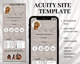 Acuity Scheduling Template, DIY Booking Site Template, Acuity Site Design, Lash Tech, Hair Stylist, Makeup Artist, Squarespace Scheduling