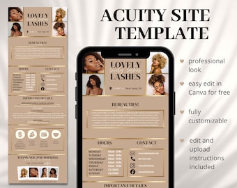 Acuity Scheduling Template, Acuity Booking Site, DIY Acuity Design, Lash Tech, Hair Stylist, Nail Tech, Wax, Body Sculpting, Makeup Artist