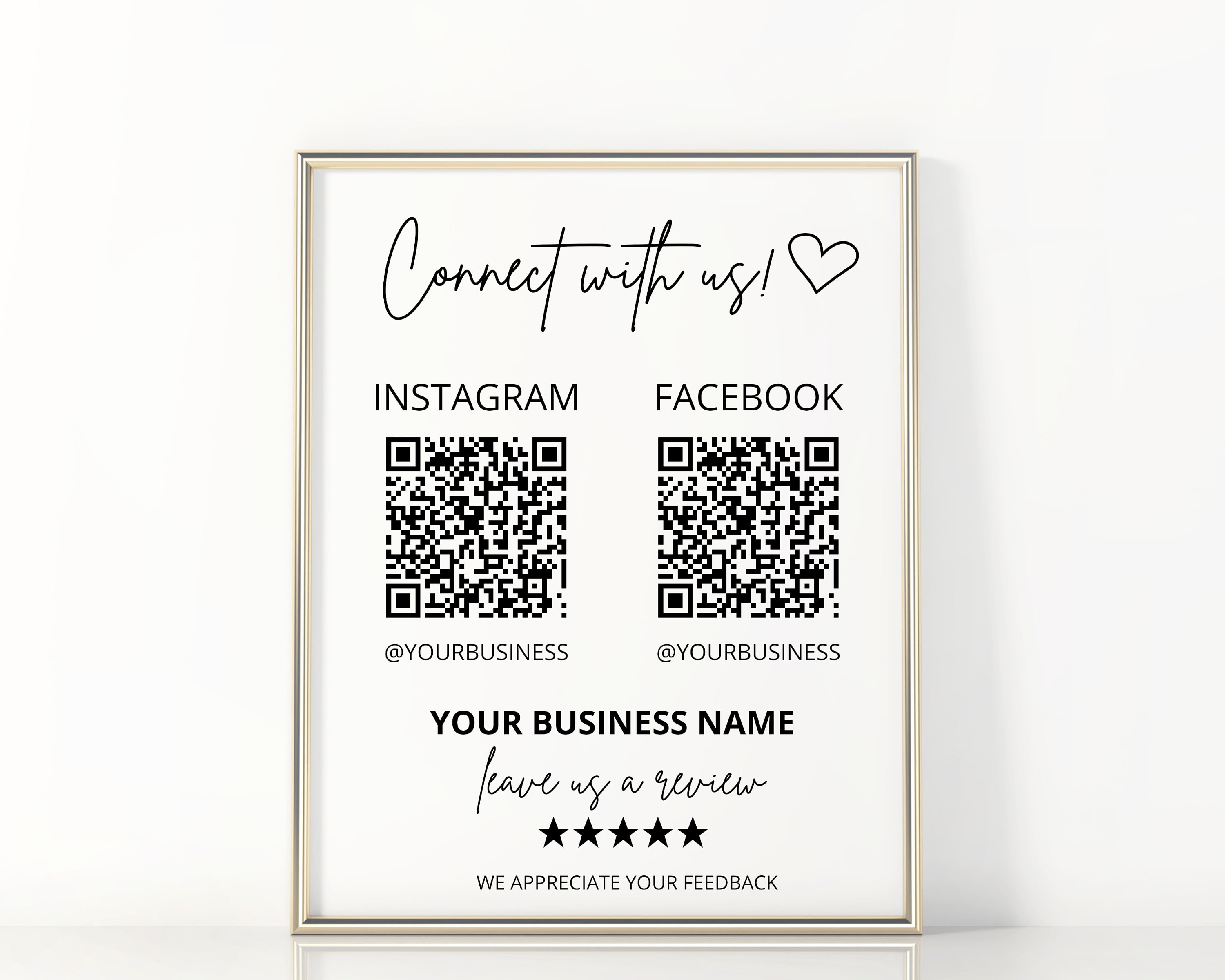 Editable Connect With Us Template Social Media QR Code Sign - Etsy ...