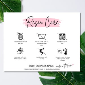 Resin Care Card Template, Resin Product Care Instructions Guide, Printable Resin Care Cards, Resin Care Inserts, Canva Template