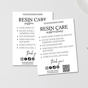 Resin Care Card Template, Resin Product Care Instructions Guide, Printable Resin Care Cards, Resin Care Inserts, Canva Template