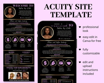 Acuity Scheduling Template Design, Acuity Booking Website, DIY Site Template,  Lash Tech, Hair Stylist, Wax, Makeup, Squarespace Scheduling