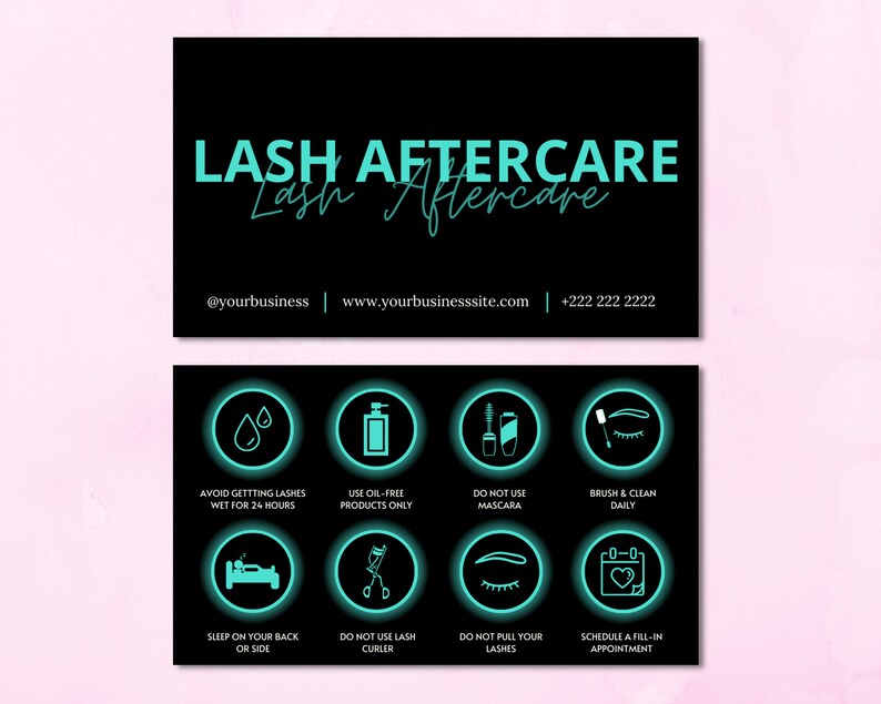 Lash Aftercare Card Template Printable Eyelash Care Cards - Etsy