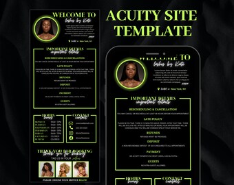 Neon Acuity Scheduling Template, DIY Booking Site Template, Acuity Site, Acuity Design, Hair Stylist, Wax, Makeup Artist, Lash Tech Website